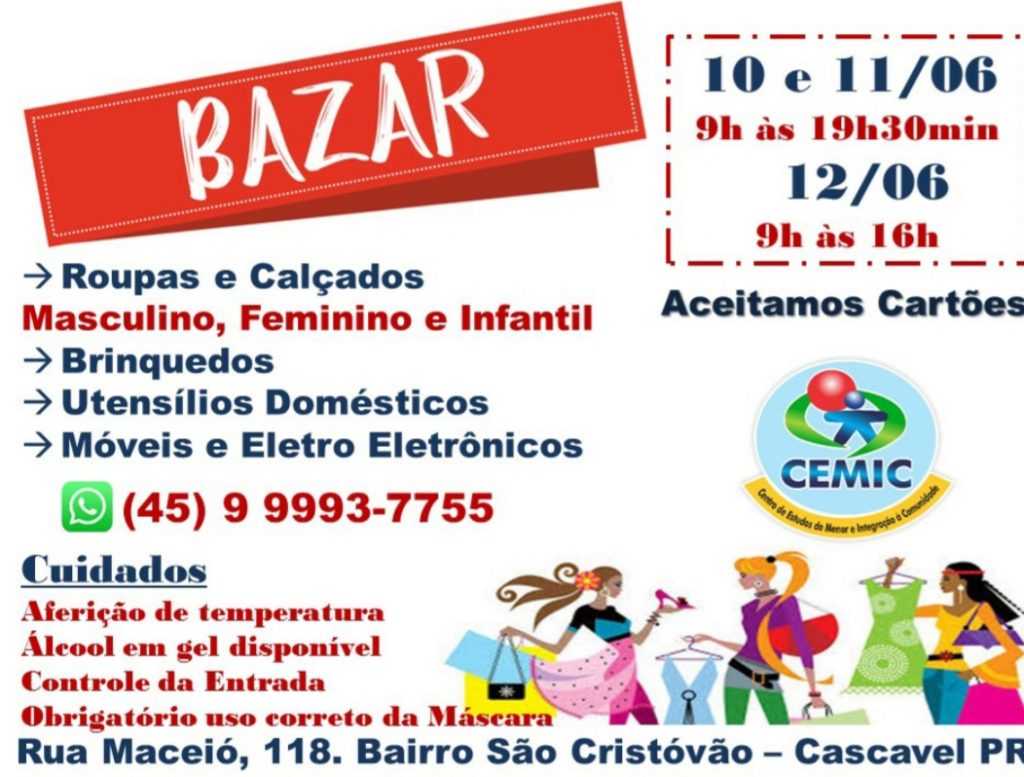 Cemic realiza bazar beneficente nesta quinta, sexta e sábado