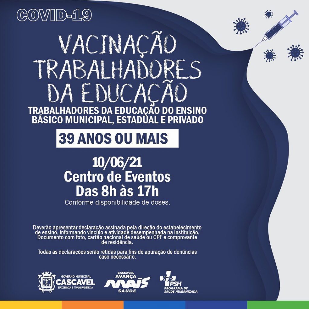 Covid-19: Trabalhadores da educação com 39 anos ou mais serão vacinados amanhã (10)