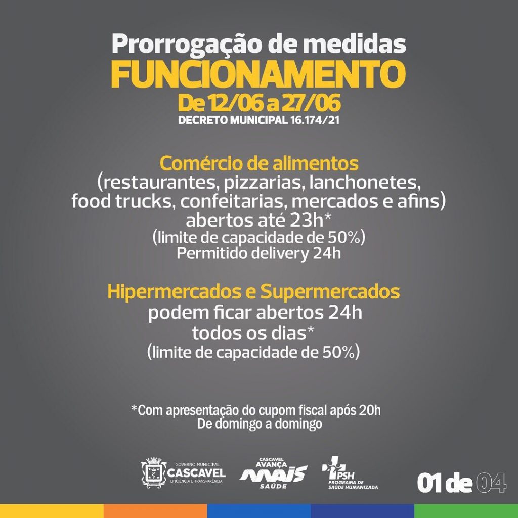 Prefeitura prorroga medidas de funcionamento em Cascavel