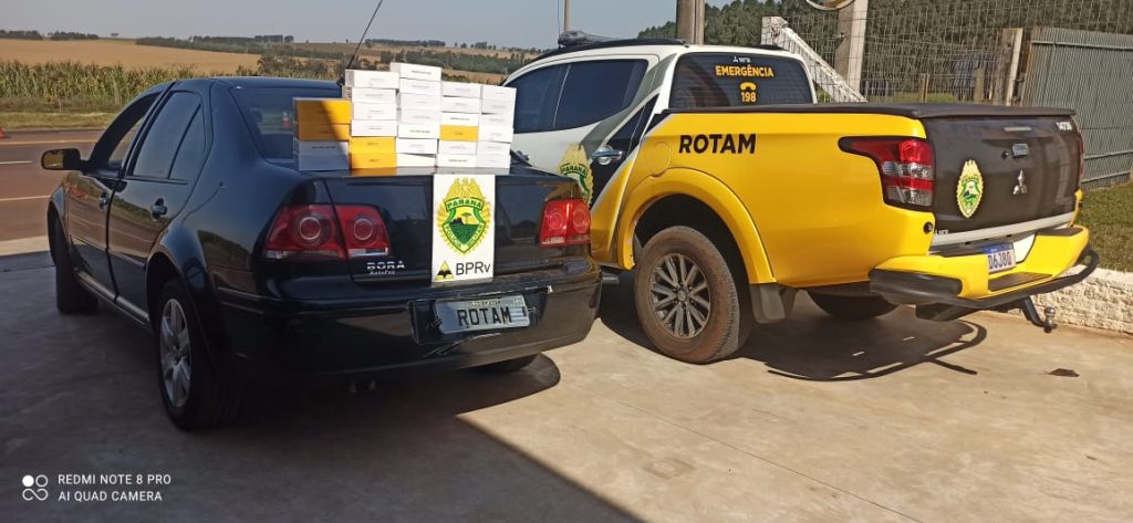 Francisco Alves: ROTAM apreende carro que transportava 29 aparelhos celulares importados ilegalmente