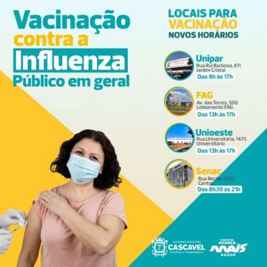 Vacinação contra a gripe terá continuidade em Cascavel