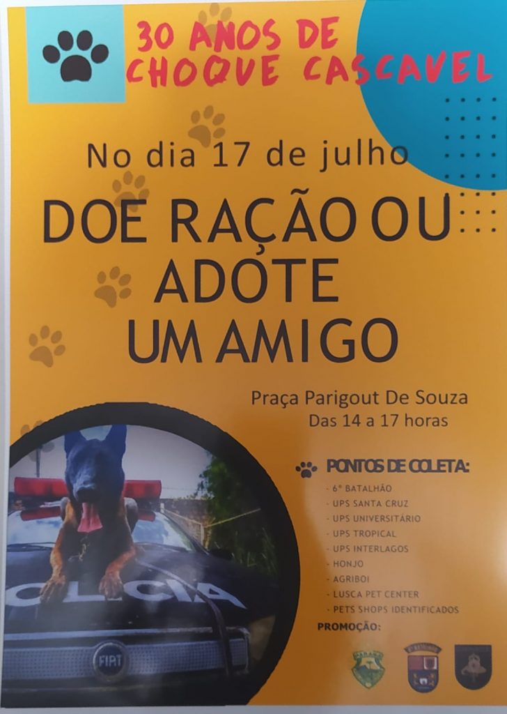 Pelotão de Choque da PM comemora 30 anos e promove evento em prol dos animais na Praça do Country nesta tarde