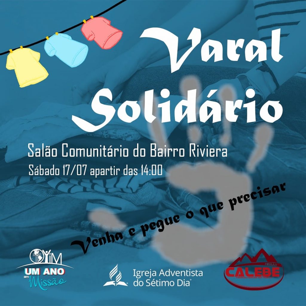 Acontece hoje (17) no salão comunitário do Riviera o Varal Solidário