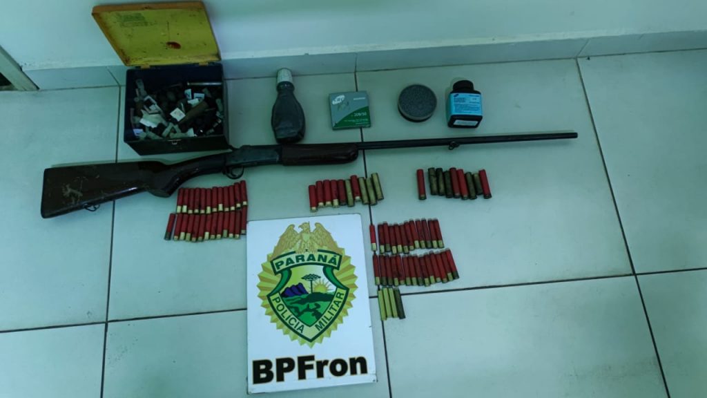 BPFRON apreende espingarda e munições após abordagem em Cidade Gaúcha