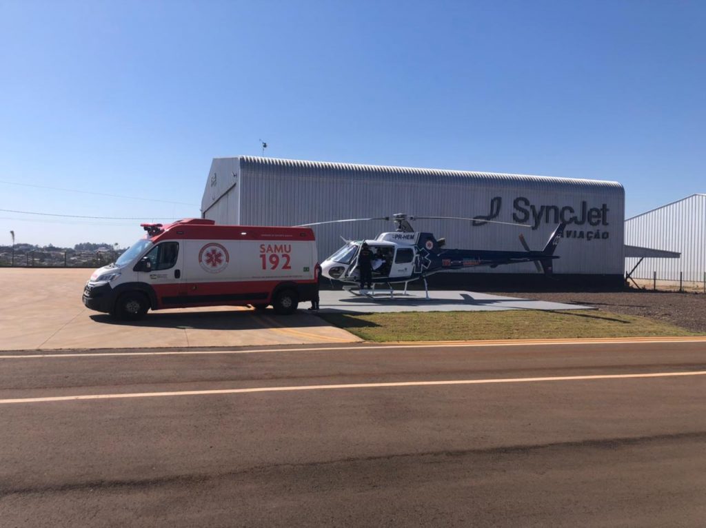 Aeromédico transporta paciente vítima de queimadura de Cascavel a Londrina
