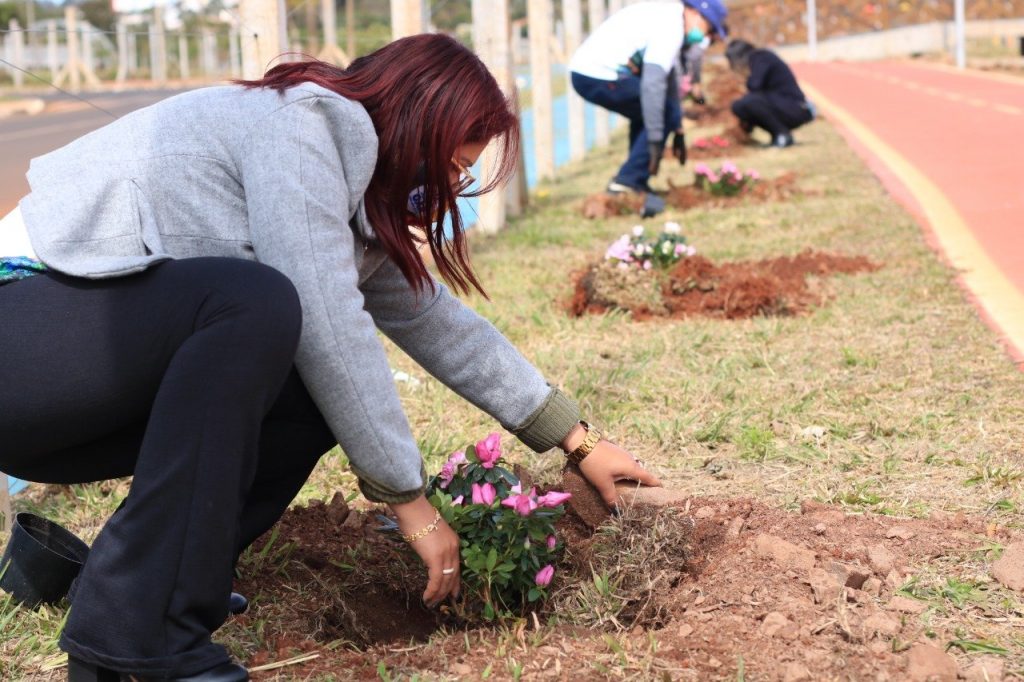 Ecopark Oeste ganha mais vida e cores com o plantio de flores