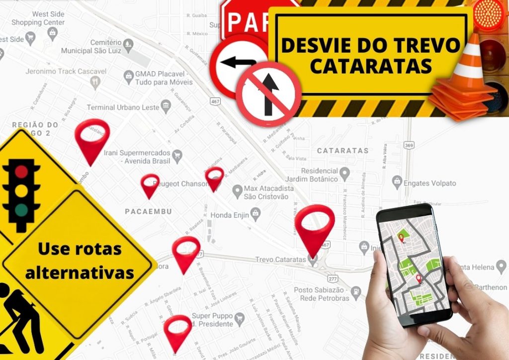 Rua Medianeira liga a marginal da BR-467 à Rua Olindo Periolo, atravessando a Av. Brasil