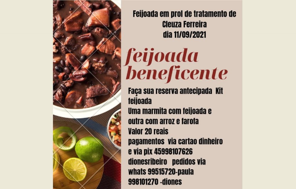 Feijoada beneficente será realizada para ajudar mulher diagnosticada com hidrocefalia Feijoada beneficente será realizada para ajudar mulher diagnosticada com hidrocefalia