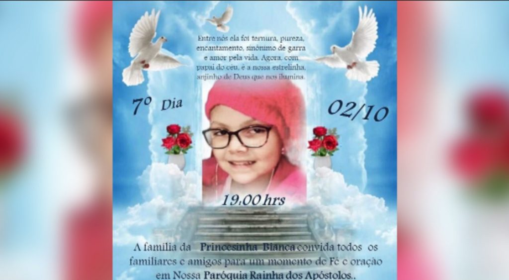 Família convida para missa de 7º dia da pequena Bianca Ribeiro Guimarães, em Cascavel