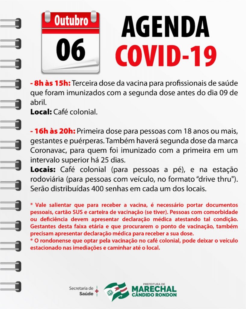 Covid-19: horário de vacinação de amanhã é alterado em Marechal