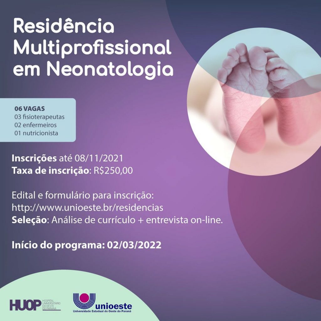 Huop tem inscrições abertas para nova Residência Multiprofissional em Neonatologia