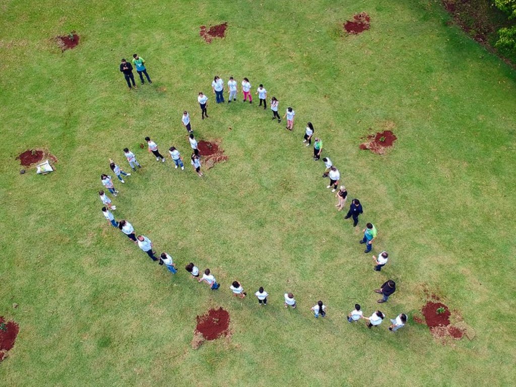 Alunos da Escola João da Costa Viana plantam árvores na Prainha de Três Lagoas