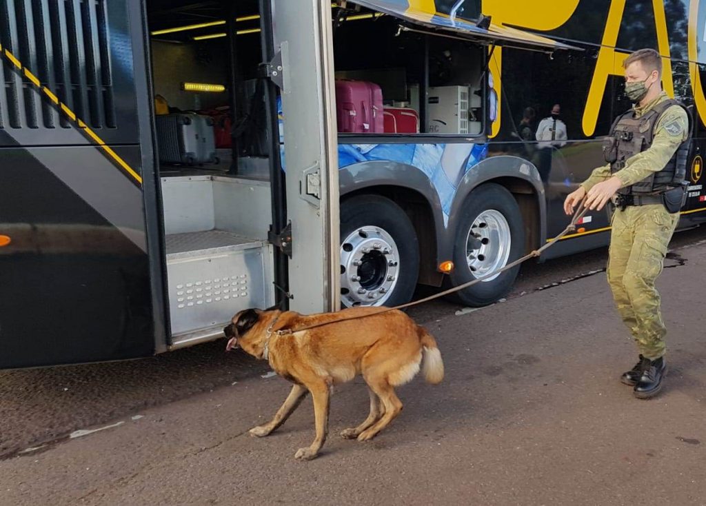 BPFron realiza abordagens a ônibus de passageiros em Cascavel