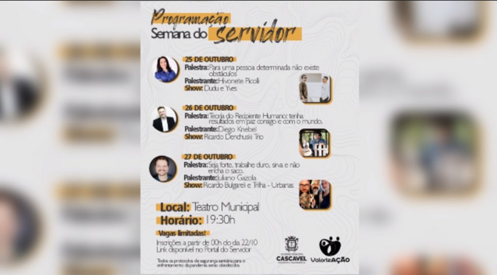 Palestras e shows marcam a Semana do Servidor em Cascavel