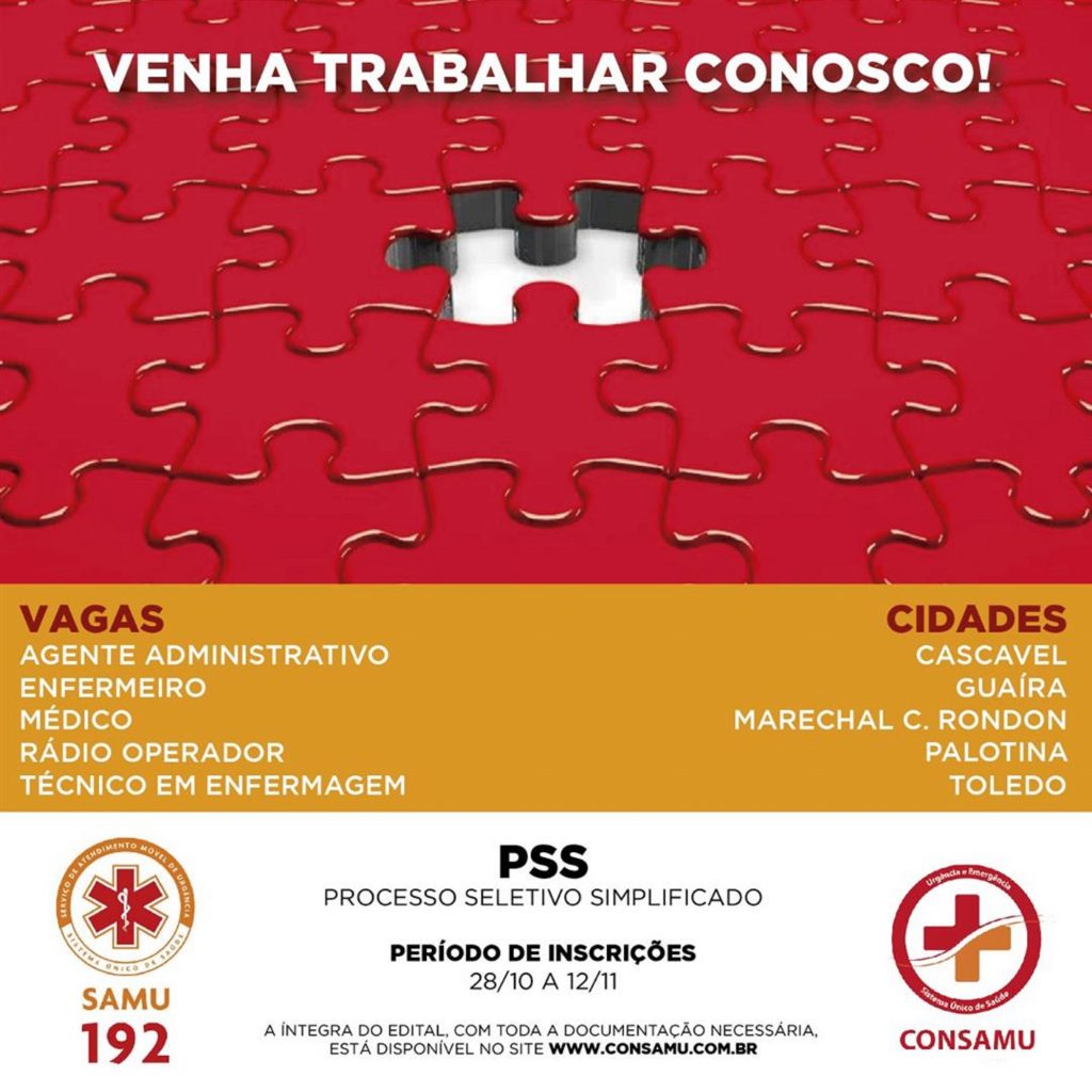 Consamu abre testes seletivos para vários cargos no Oeste do Paraná; inscrições seguem até dia 12 de novembro