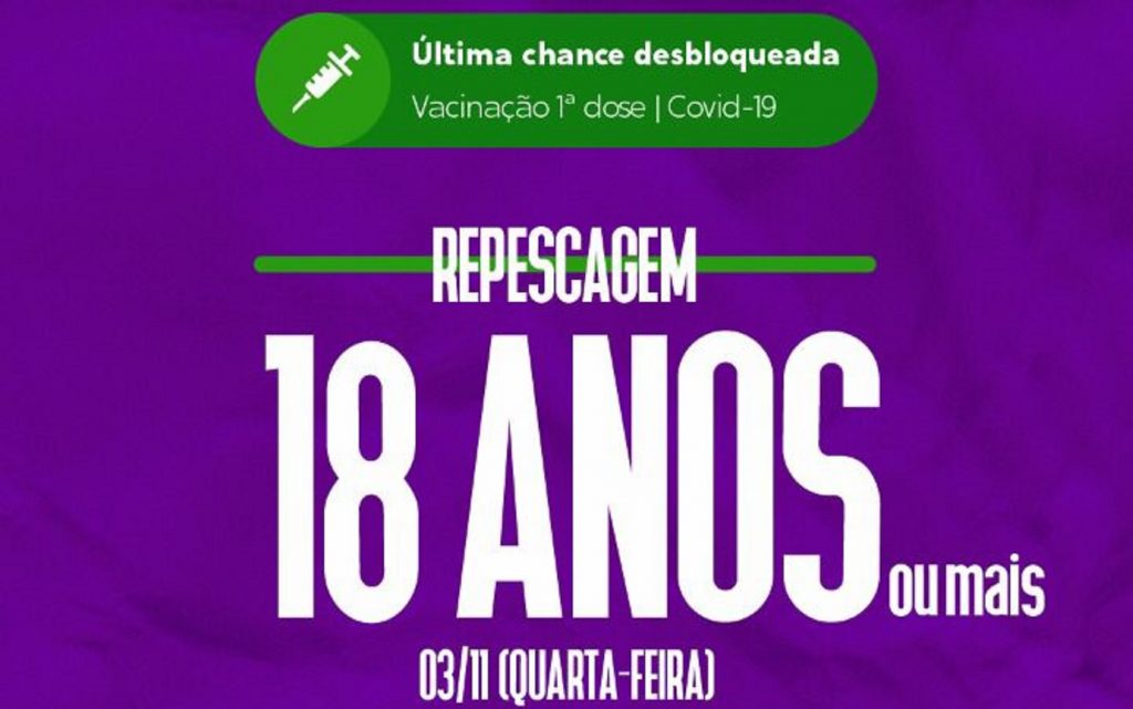 Vacina Covid: repescagem para quem tem 18 anos ou mais será realizada amanhã; confira os locais