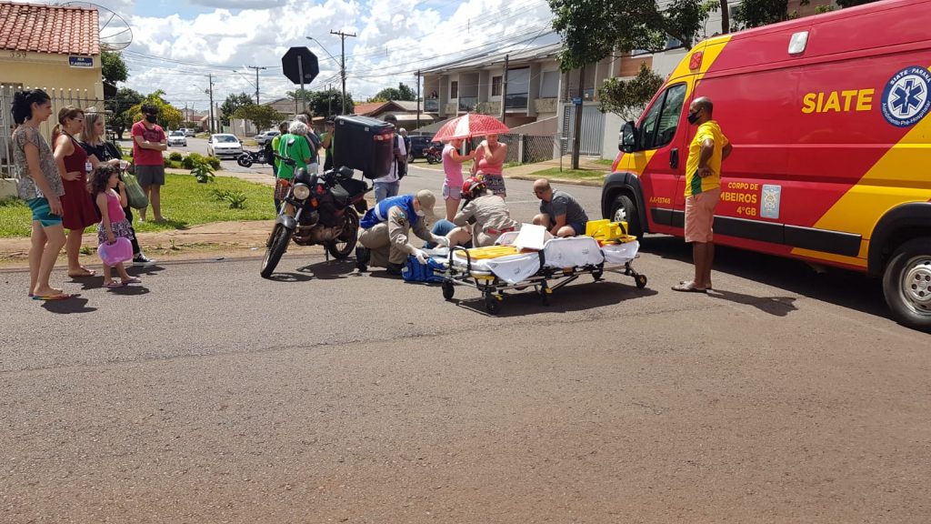 Colisão entre carro e moto deixa motociclista ferido no Coqueiral