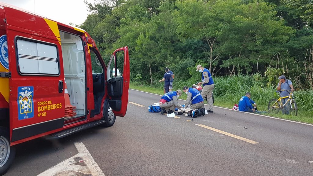 Motociclista e garupa ficam feridos em grave acidente em Cascavel