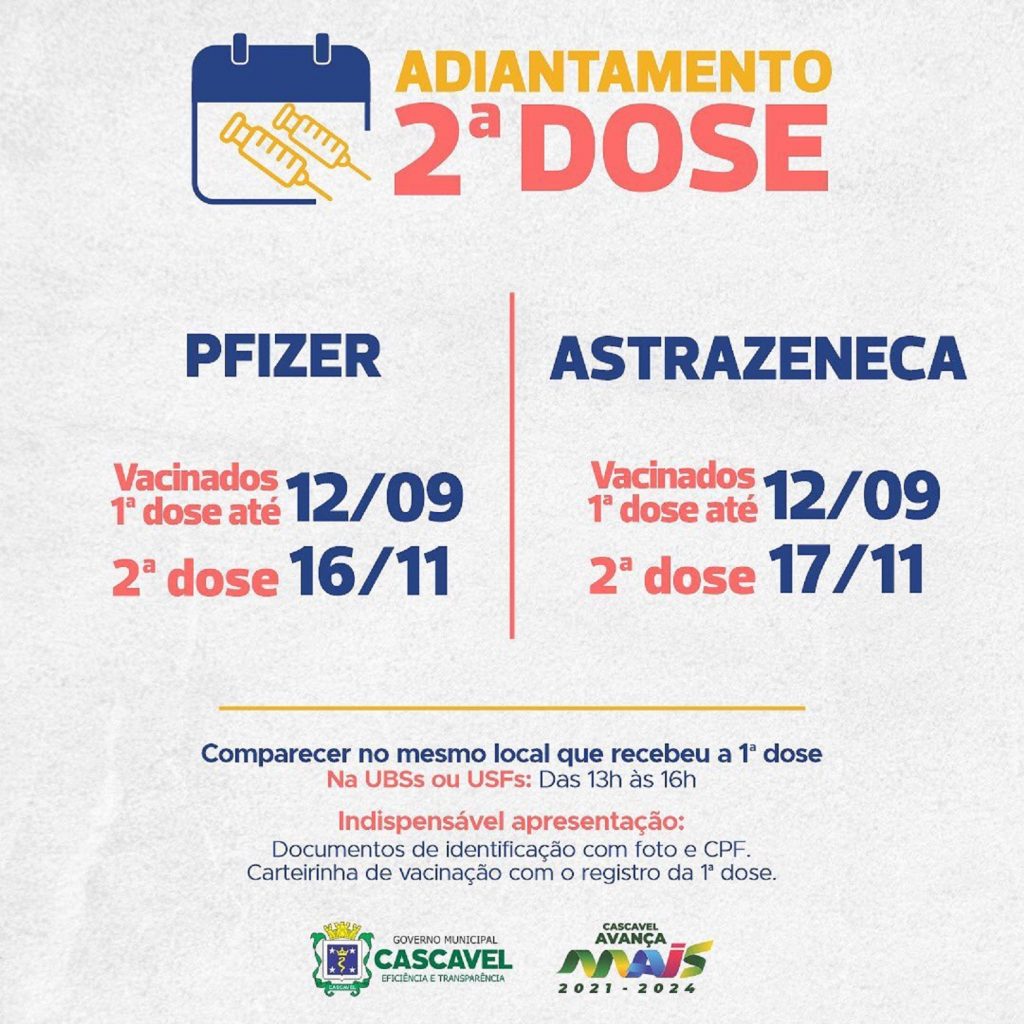 Tomou Pfizer ou Astrazeneca? Atento ao adiantamento da 2ª dose