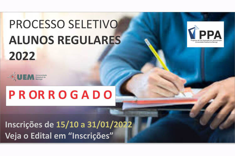 UEM prorroga para 31 de janeiro inscrições para mestrado e doutorado em Administração Imagem referente a UEM prorroga para 31 de janeiro inscrições para mestrado e doutorado em Administração