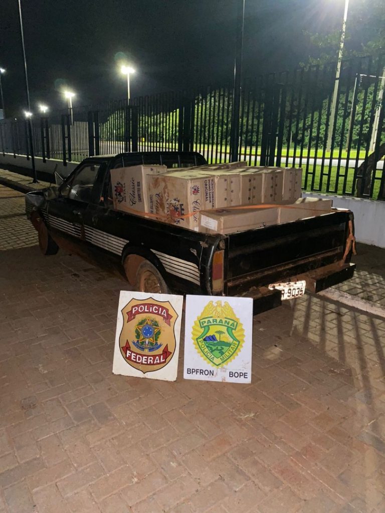 PF e BPFRON apreendem veículo carregado com cigarro