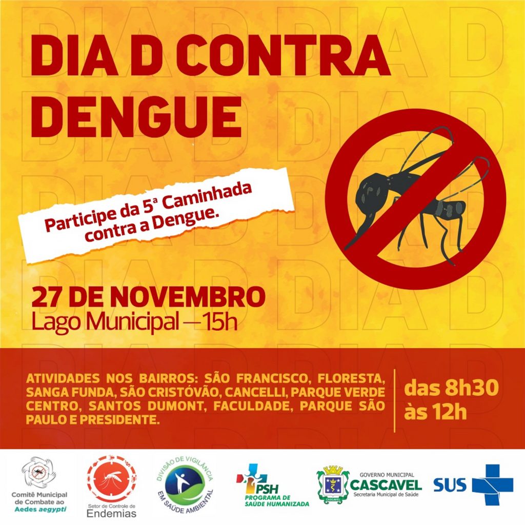 Atividades marcarão o “Dia D” de combate ao Aedes aeypti em Cascavel