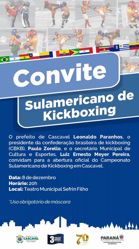 Cascavel recebe o Campeonato Sul-Americano de Kickboxing