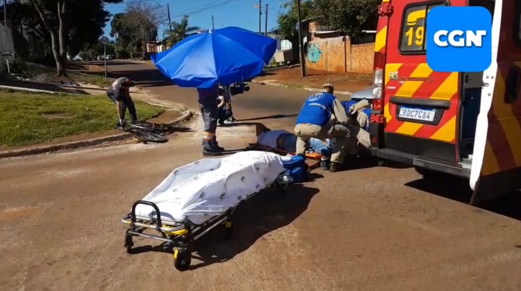 Ciclista de 46 anos fica ferido em acidente de trânsito no Bairro Santa Cruz, em Cascavel