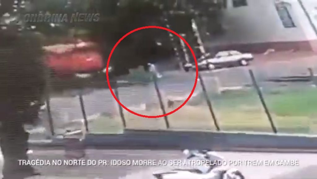Câmera flagra momento em que idoso é atropelado por trem em Cambé; vítima não resistiu