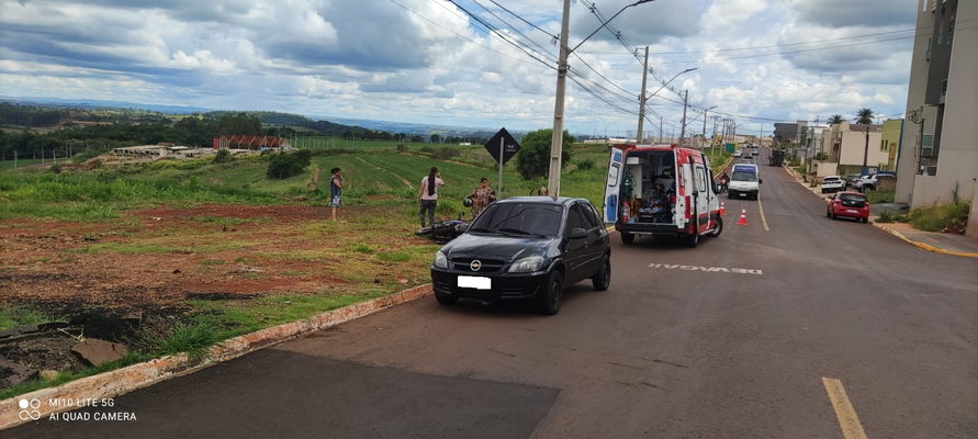 Motociclista fica ferido após acidente Rua Cristiano Kussmal Imagem referente a Motociclista fica ferido após acidente Rua Cristiano Kussmal