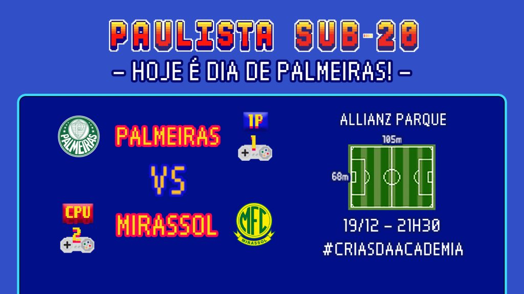 Com torcida na arena, Palmeiras mede forças com Mirassol no primeiro duelo da final do Paulista Sub-20