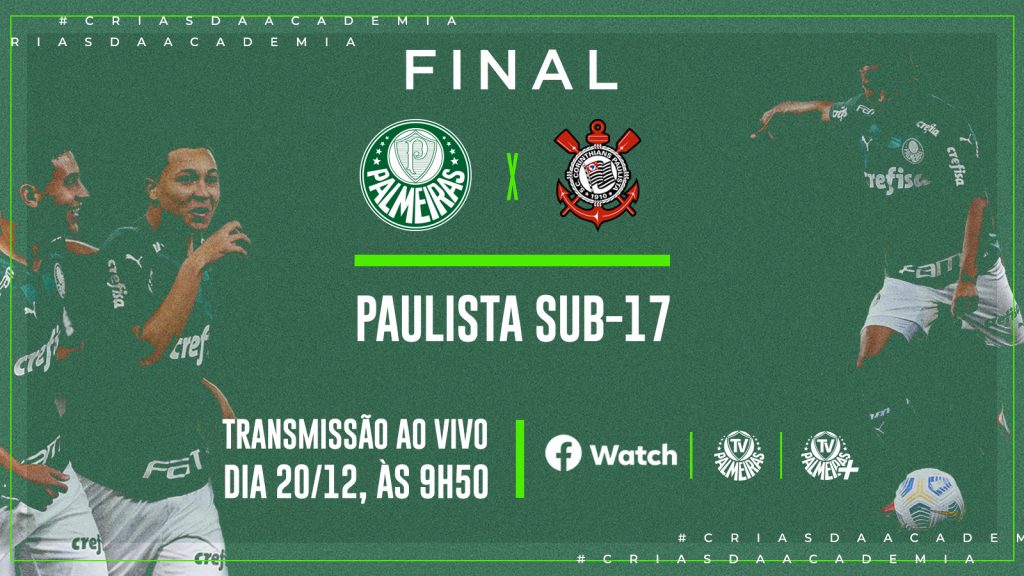 Alviverde decide Paulista Sub-17 com o Corinthians no Allianz Parque; TV Palmeiras mostra ao vivo