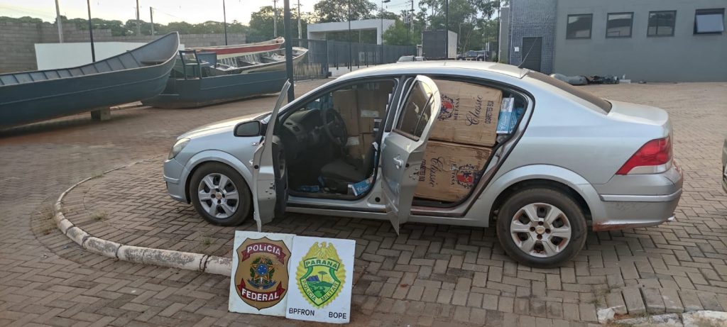 PF e BPFron apreende veículo com cigarros de origem estrangeira