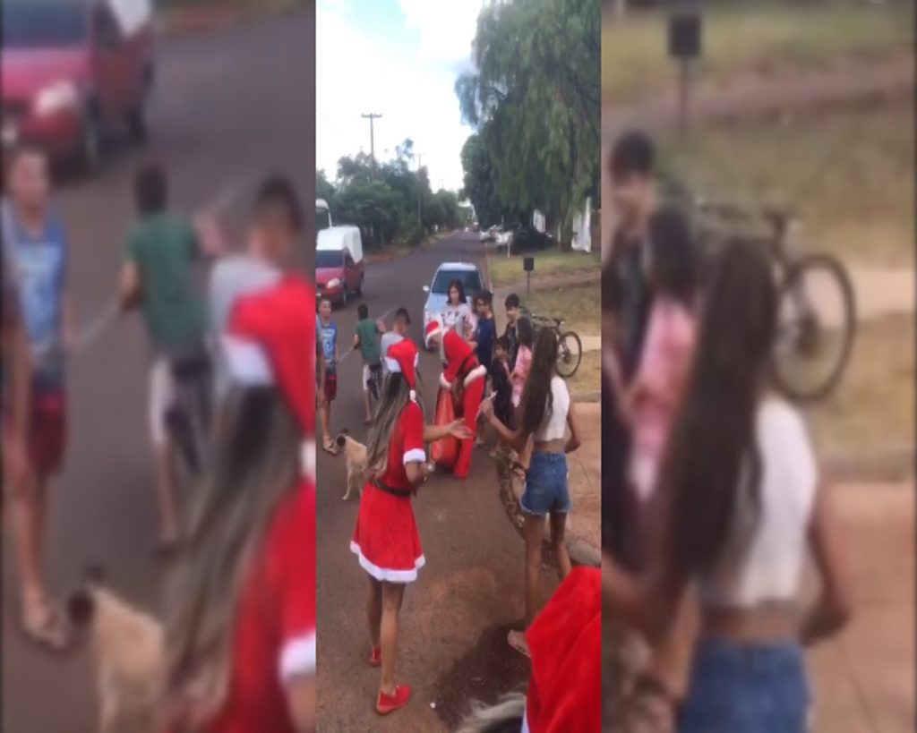 Grupo de amigos fez a alegria da criançada na Região Sul no Natal Grupo de amigos fez a alegria da criançada na Região Sul no Natal