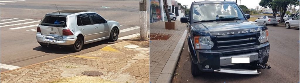 Golf e Land Rover colidem na Avenida Brasil Golf e Land Rover colidem na Avenida Brasil