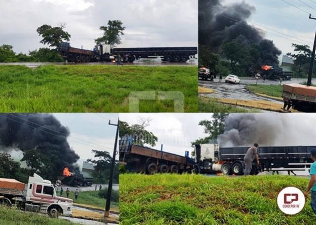 Dois caminhões colidem de frente na BR-369, em Ubiratã