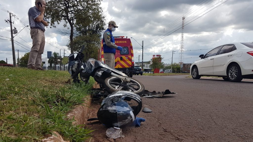 Jovem fica ferido em acidente no Bairro Alto Alegre, em Cascavel