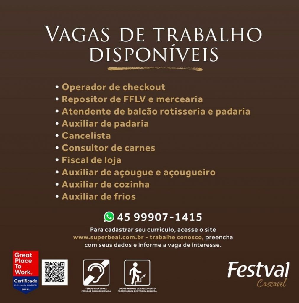 Supermercado Festval oferece diversas vagas de emprego