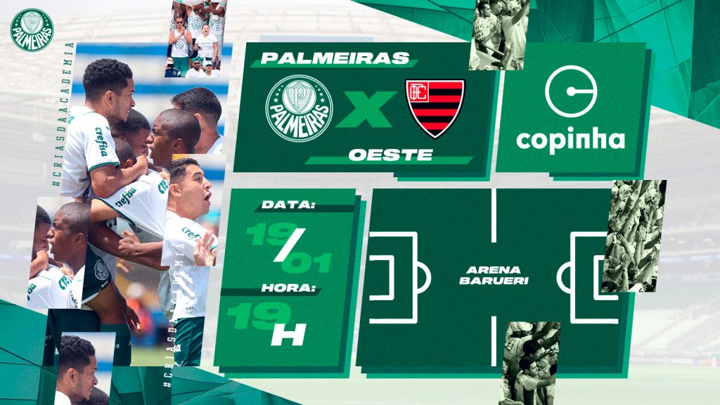 Na Arena Barueri e com entrada gratuita, Palmeiras encara Oeste pelas quartas da Copinha