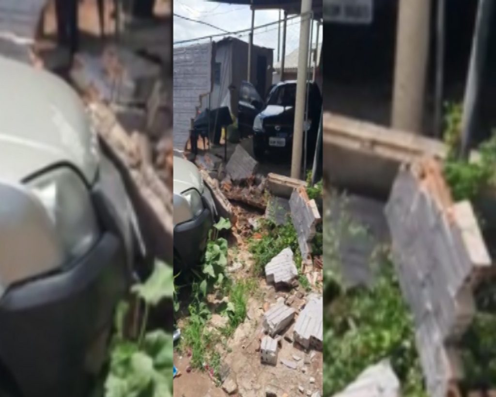 Carro derruba muro de lava car na região da Neva