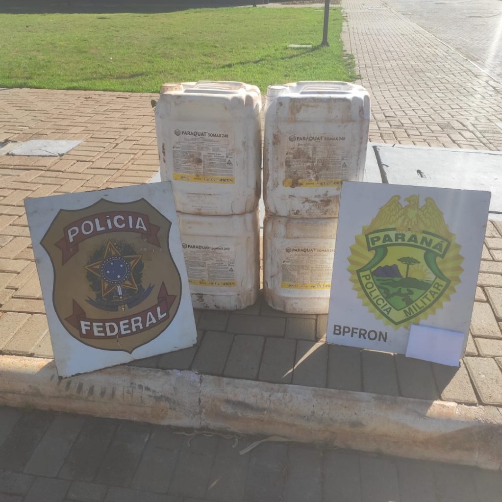 PF e BPFRON apreendem 80 litros de agrotóxicos contrabandeados do Paraguai