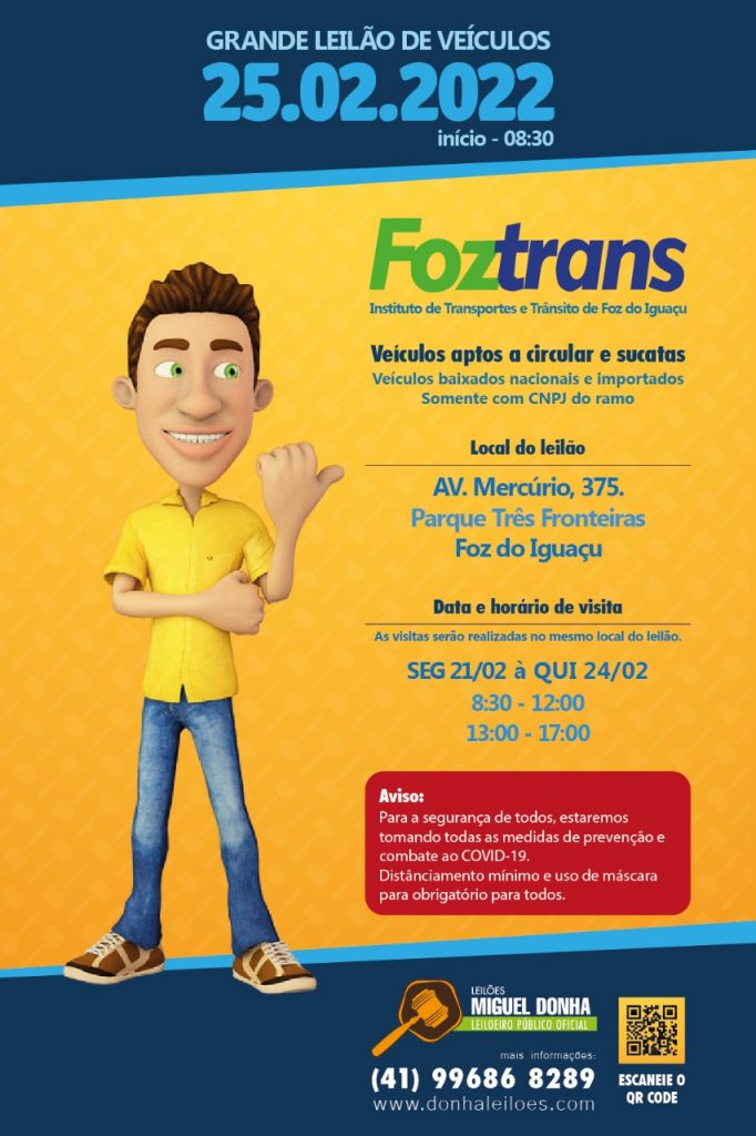 Foztrans realiza leilão com mais de 300 veículos no próximo dia 25 de fevereiro