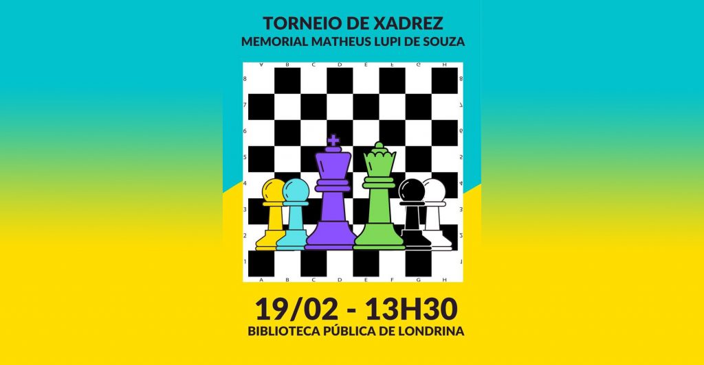 Biblioteca Pública Municipal sedia torneio de Xadrez neste sábado (19) Biblioteca Pública Municipal sedia torneio de Xadrez neste sábado (19)