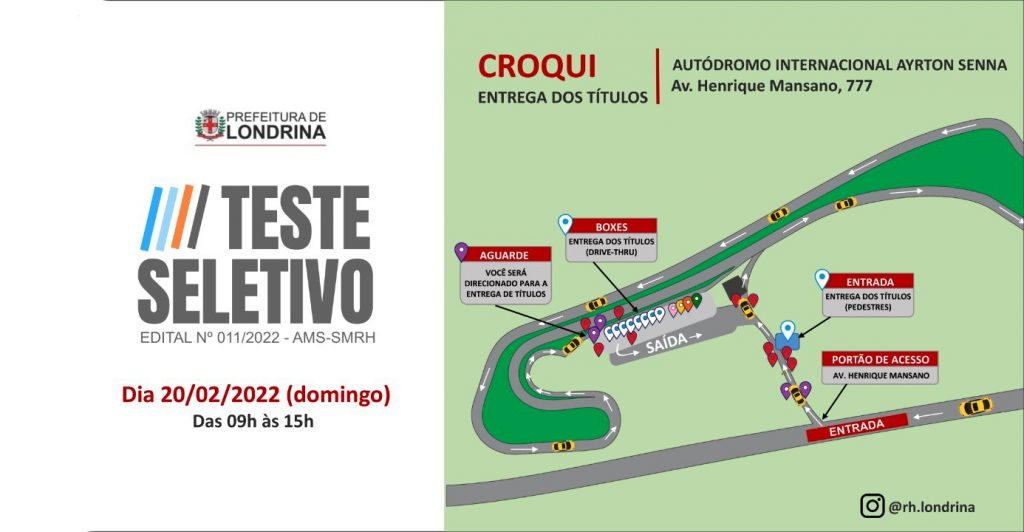 Teste Seletivo da Prefeitura recebe títulos em drive-thru no domingo (20) Teste Seletivo da Prefeitura recebe títulos em drive-thru no domingo (20)