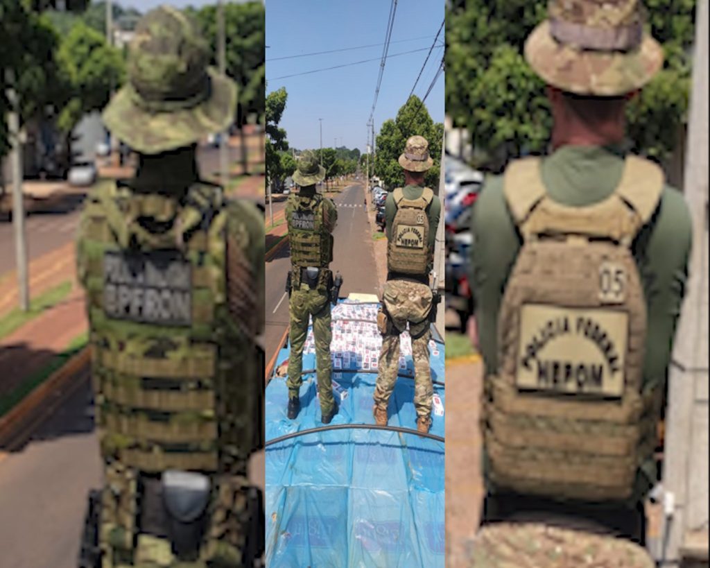 BPFron e PF apreendem armas de fogo, droga, fardas camufladas e caminhão com cigarros contrabandeados