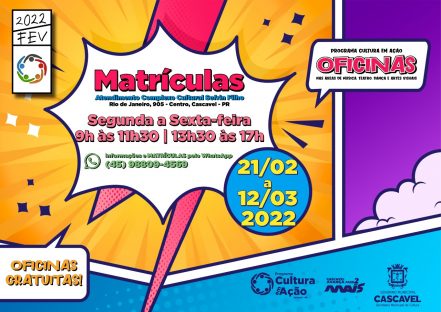 Inscrições reabertas para o programa Cultura em Ação