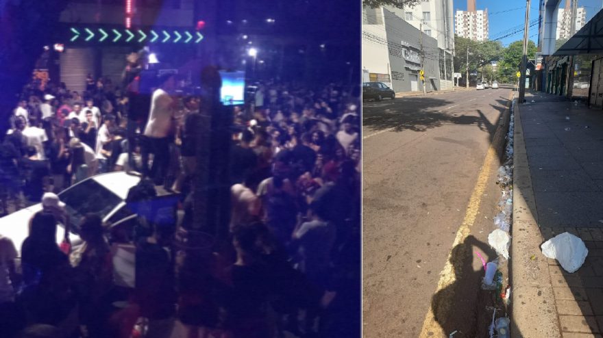 Após noite com a Rua Paraná completamente lotada, população reclama do lixão a céu aberto no Centro de Cascavel