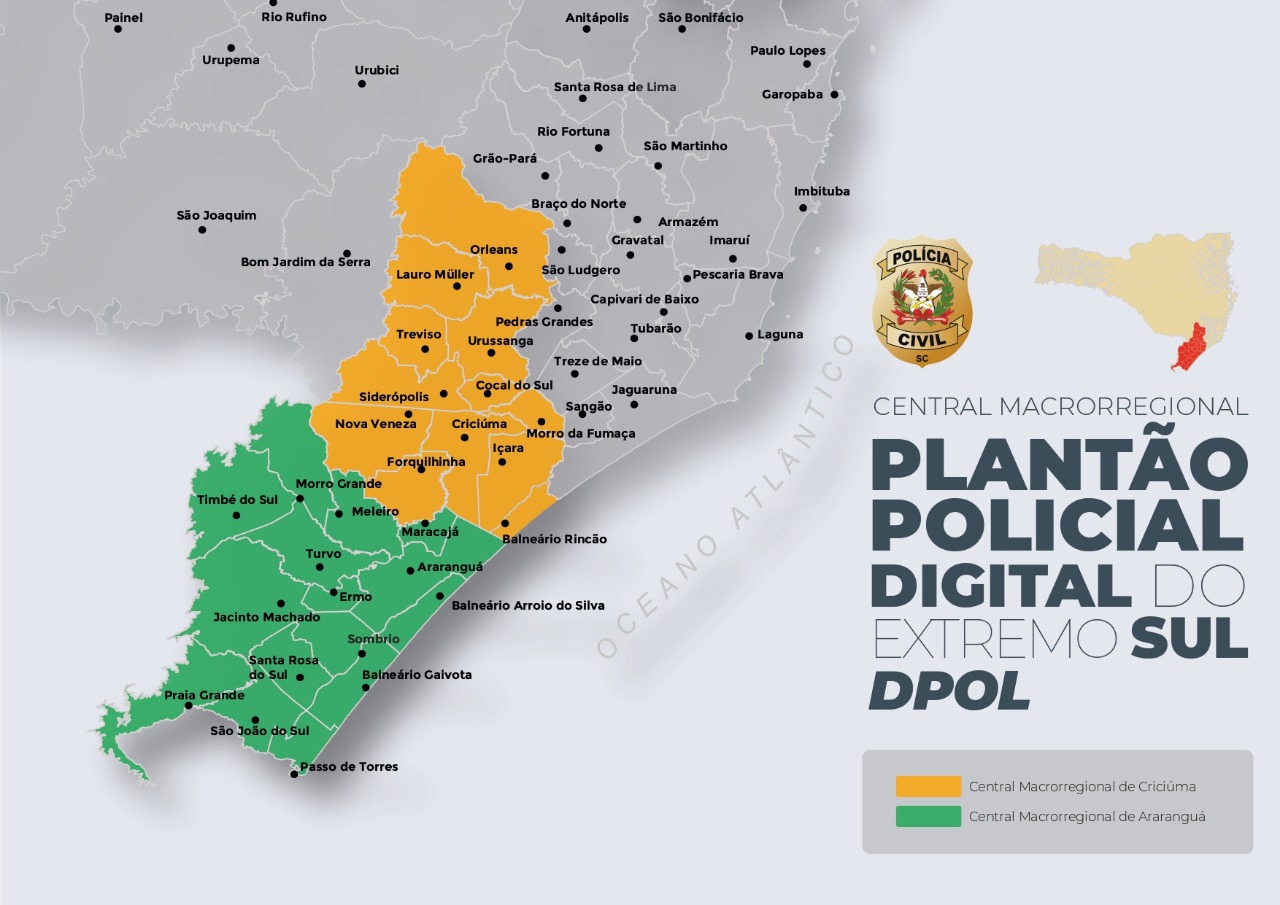 Região Sul terá Central Macrorregional de Plantão Policial Digital com bases em Criciúma e Araranguá