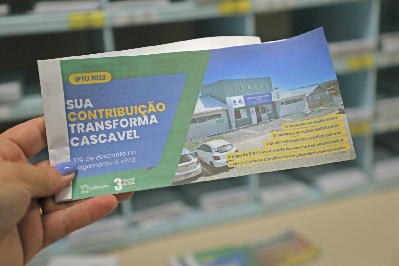 Distribuição de carnês do IPTU inicia na segunda-feira (7)