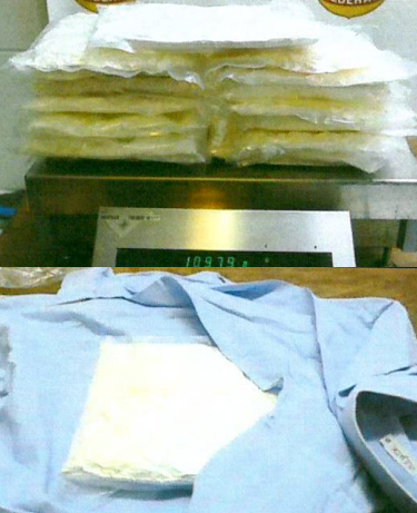 PF apreende quase 11 kg de cocaína dentro de camisas sociais